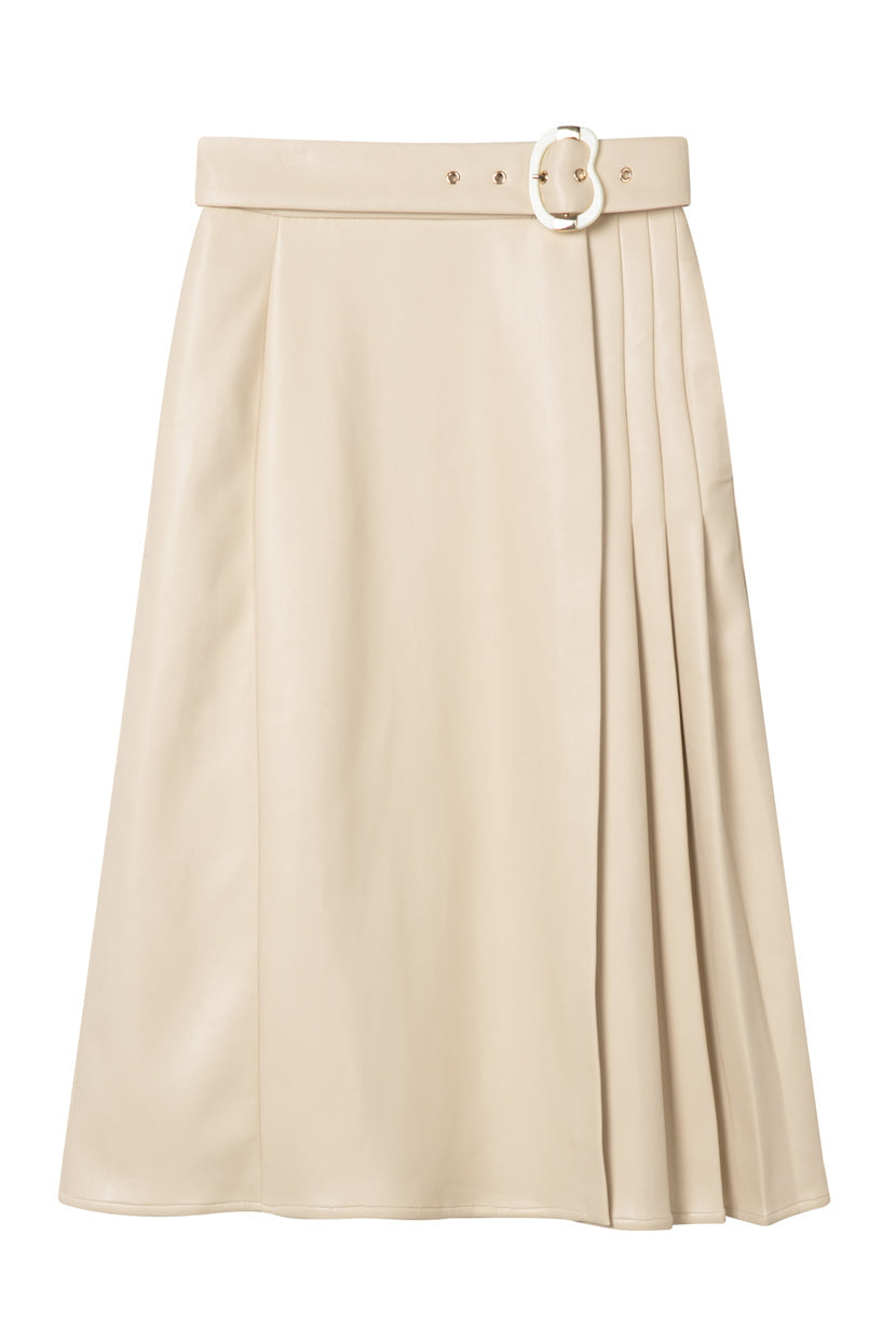 Kinsley Vegan Leather Skirt - Cream