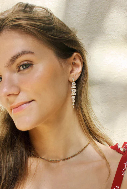 Crystal Fringe Earrings - Gold