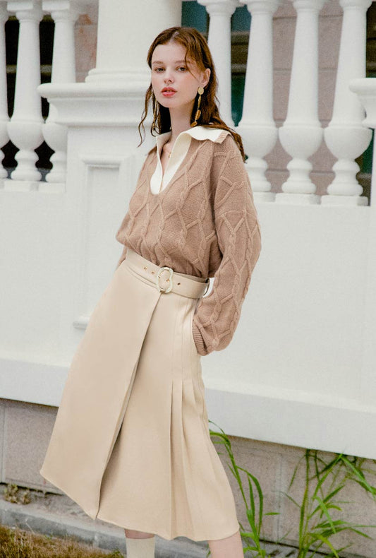 Kinsley Vegan Leather Skirt - Cream