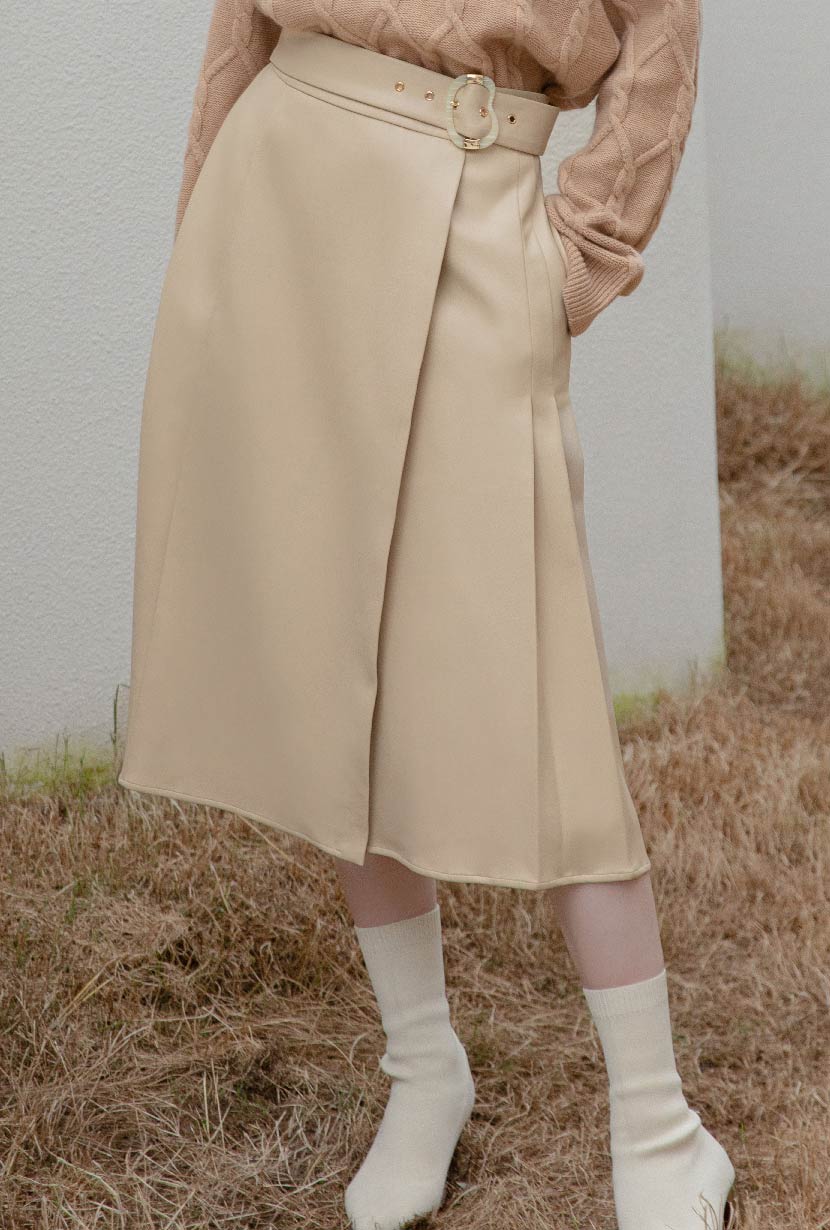 Kinsley Vegan Leather Skirt - Cream