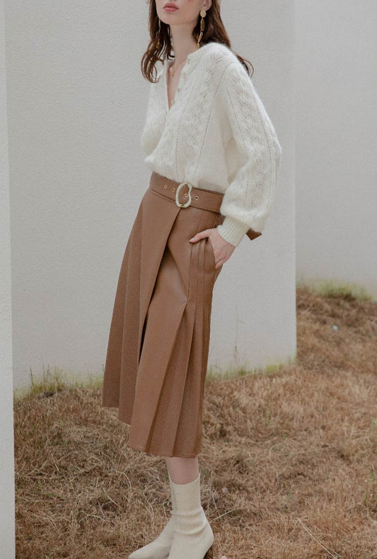 Kinsley Vegan Leather Skirt - Mocha